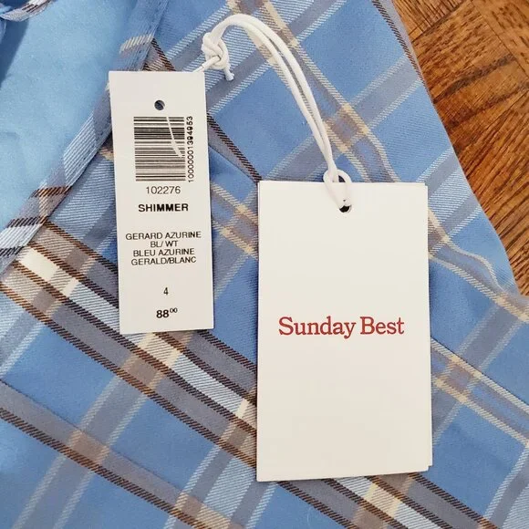 ARITZIA SUNDAY BEST Gerard Azurine Blue/White Plaid Dress NWT - Picture 8 of 16